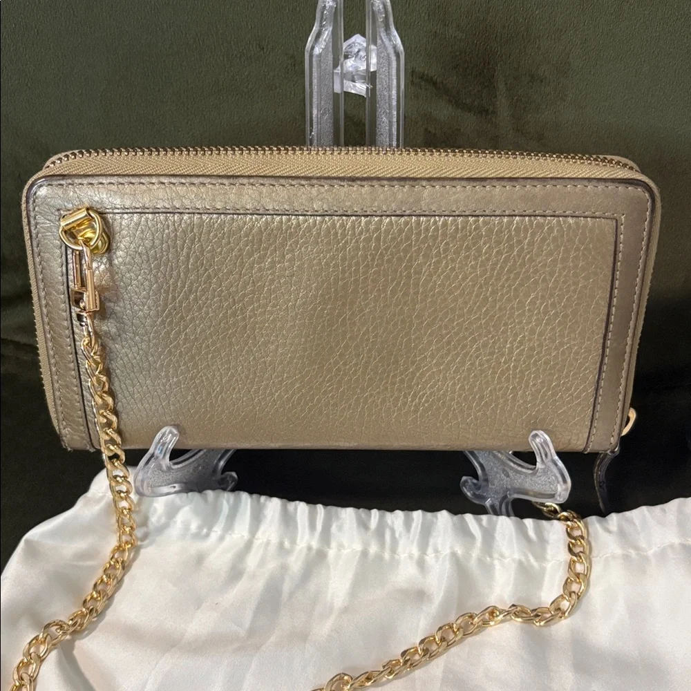 GUCCI Gold Bamboo Leather Continental Wallet Converted With Gold Chain - Picture 7 of 11